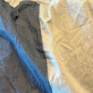 Two-Tone Linen Blend Top in Charcoal and Light Taupe